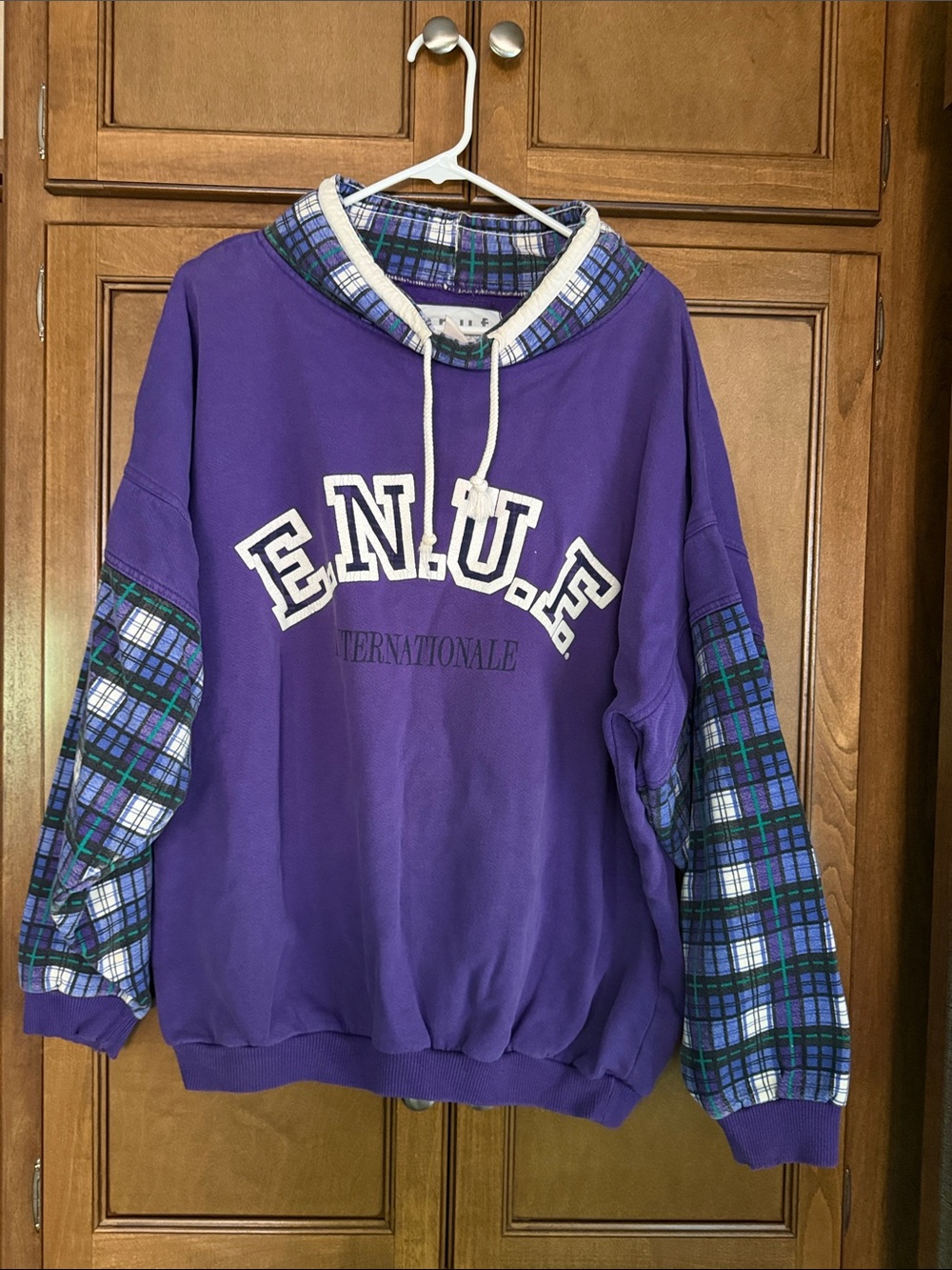 ENUF International Men's Purple Crewneck Hoodie 90’s sweatshirt